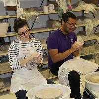  Students making pottery