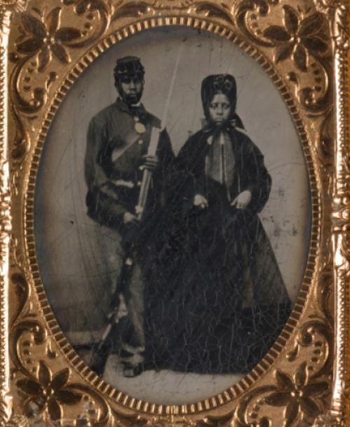  Portrait of a man with a bayonet and a woman